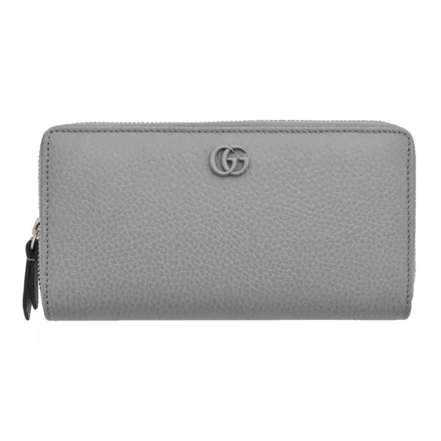 【GUCCI 古馳】456117 經典Petite Marmont 皮革拼接帆布拉鍊長夾(顏色任選)