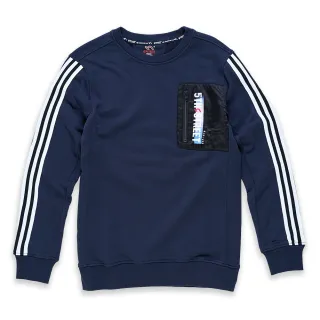 【5th STREET】男裝潮流口袋厚長T-丈青