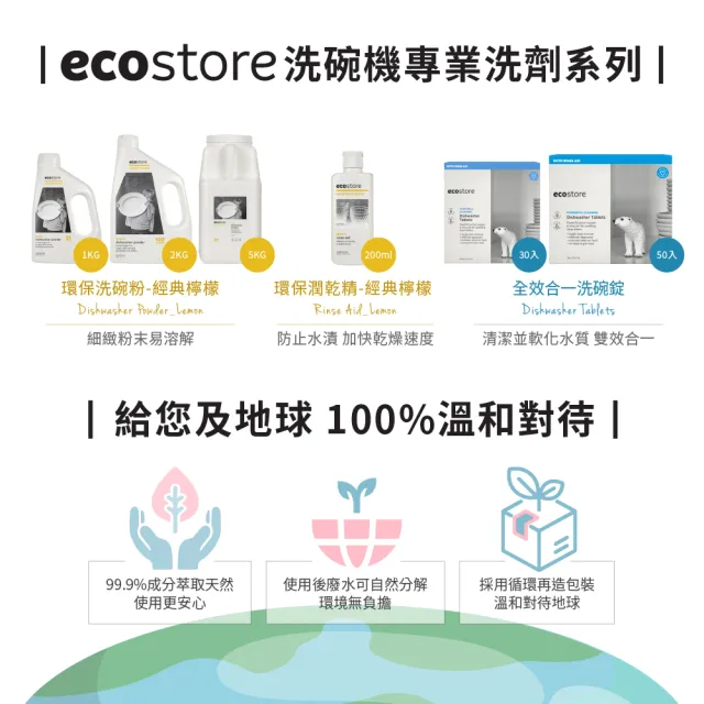 【ecostore 宜可誠】洗碗機專用 全效合一洗碗錠(純淨無香/30錠)