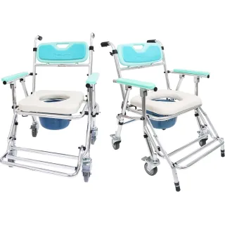 【恆伸醫療器材】ER-4548-1 便利推PLUS 鋁合金 有輪洗澡椅/便盆椅(可收合、調高度、架馬桶)