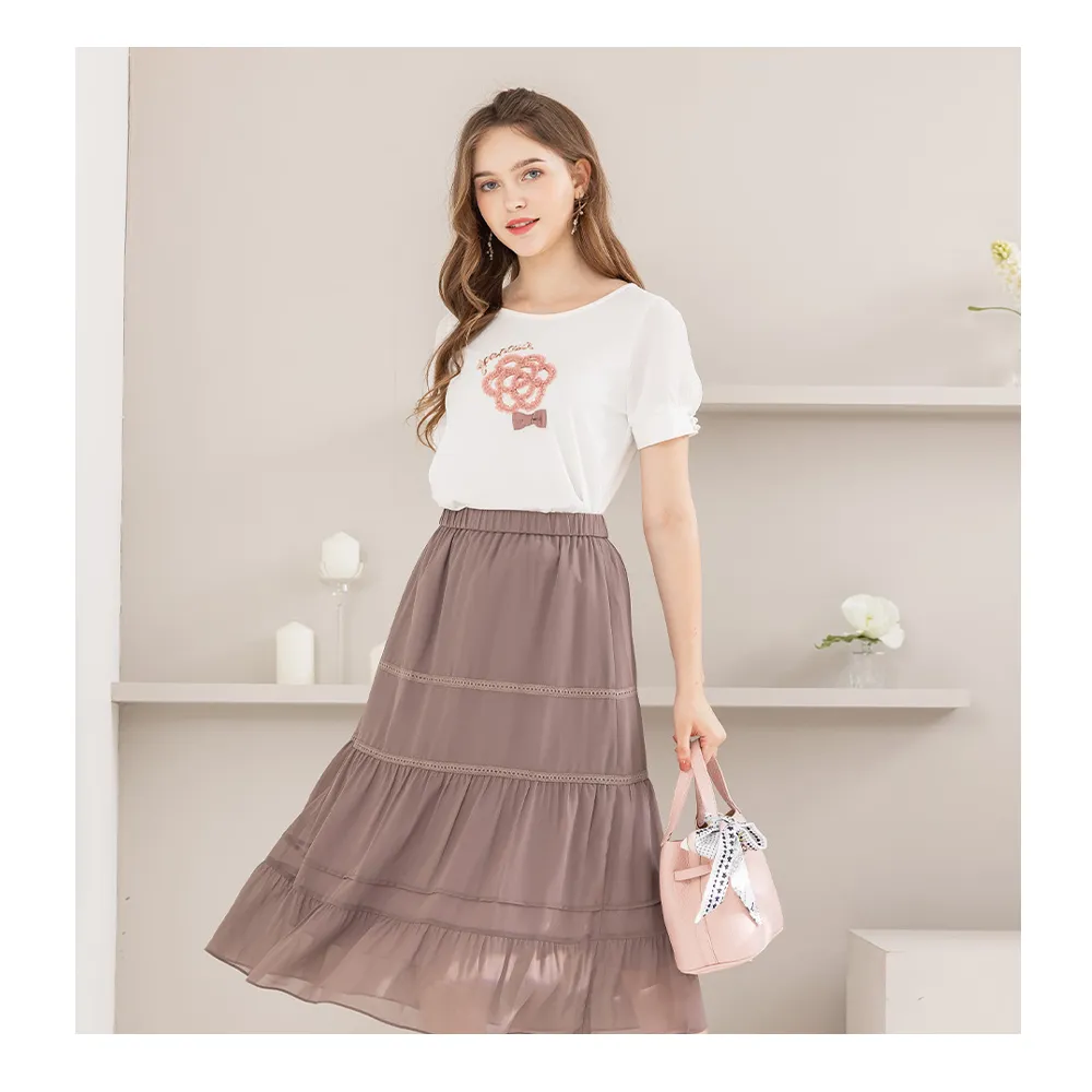 【IRIS 艾莉詩】百搭蕾絲裝飾階層裙-2色(42237)