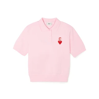 【MLB】女版抗UV防曬短袖Polo衫 Heart系列 克里夫蘭守護者隊(3FPQH0243-45PKL)