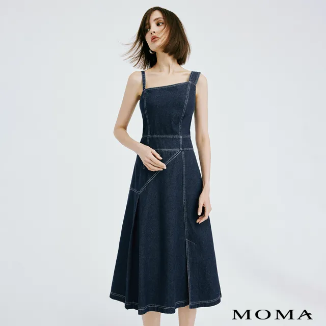 【MOMA】不對稱剪裁牛仔洋裝(深藍色)