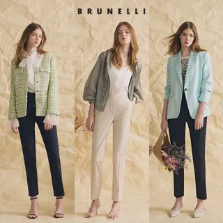 BRUNELLI 鬆緊修身斜紋彈力名媛褲