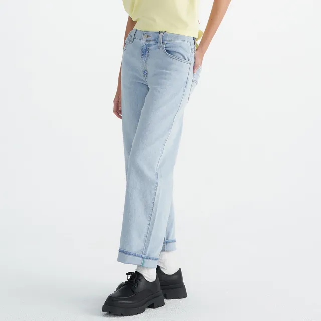 【LEVIS 官方旗艦】Baggy Dad 女款牛仔寬褲 Performance Cool 人氣新品 A3494-0055