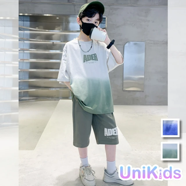 UniKids 中大童裝2件套裝愛心短袖POLO衫T恤短褲 