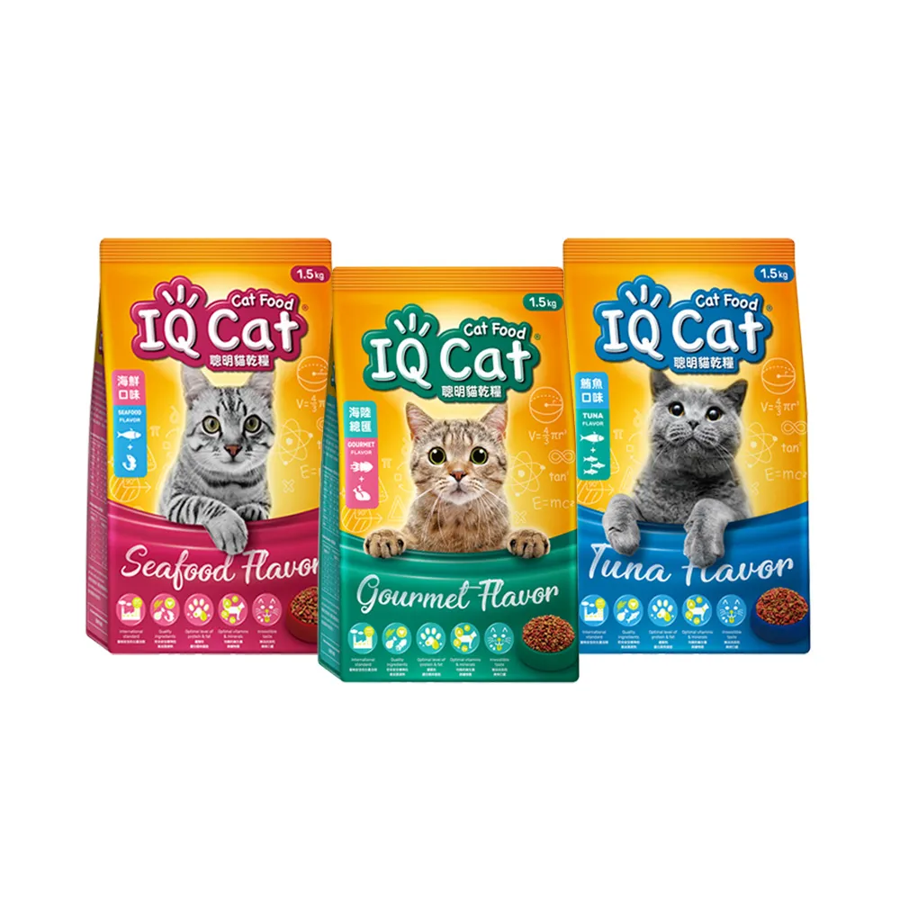 【IQ CAT】聰明貓乾糧-多種口味 1.5KG(貓飼料/成貓)