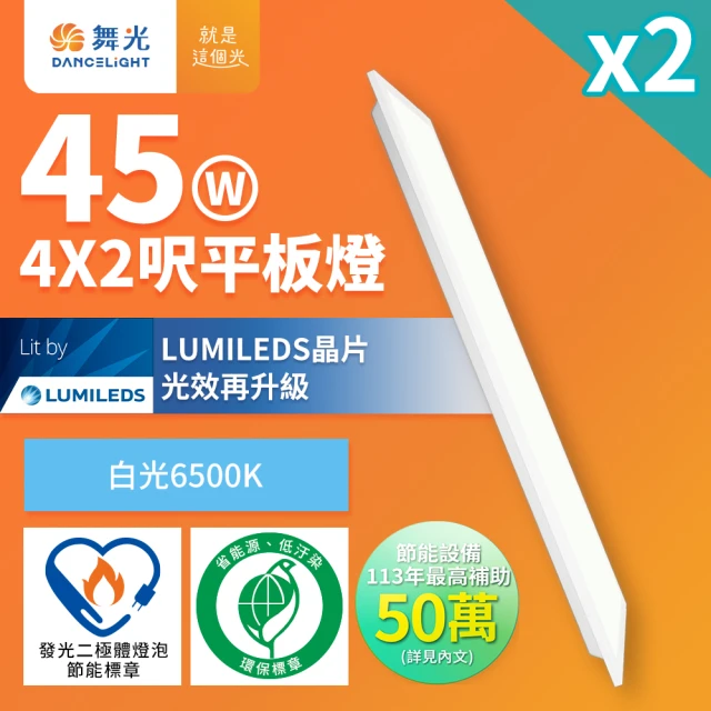 DanceLight 舞光 2入組 4呎X2呎 45W LED柔光節標平板燈 環標平板燈 輕鋼架面板燈(白光)