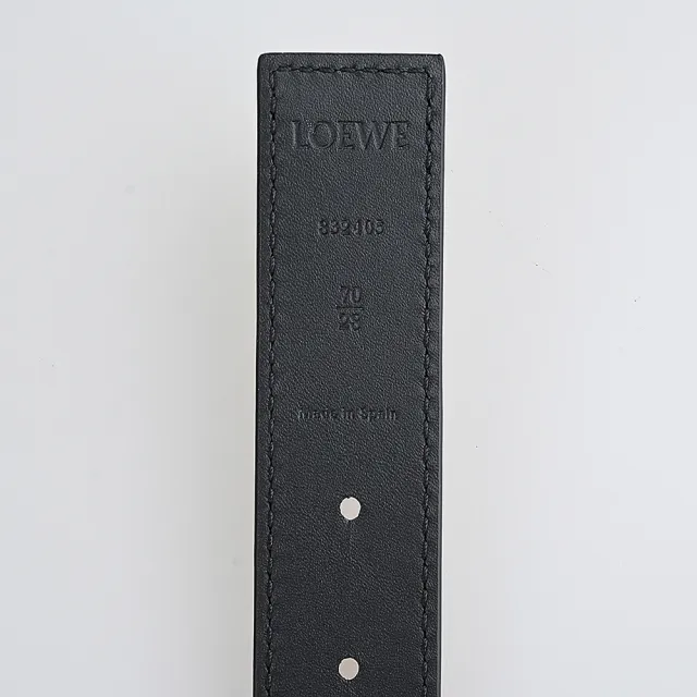 【LOEWE 羅威】ANAGRAM經典金釦小牛皮女士雙面腰帶(棕褐x黑/27mm)