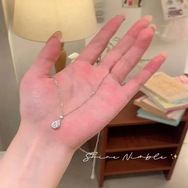 【鉅曜】50分D色網美水滴鑽石項鍊(培育鑽石)