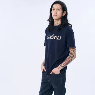 【5th STREET】男裝黑熊岩石LOGO短袖T恤-丈青