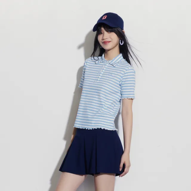 【GAP】女裝 Logo羅紋短袖POLO衫 女友T系列-藍色(465241)