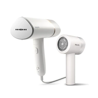 【Philips 飛利浦】手持式蒸氣掛燙機 白金(STH3020)+充電智能三段式除毛球機 GCA2200/10(衣美機)