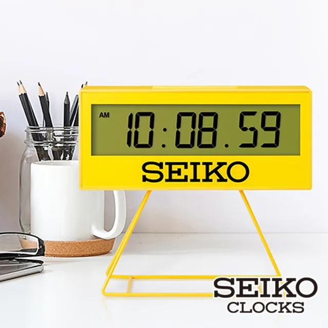 【SEIKO 精工】立式計時器電子顯示鬧鐘 QHL083Y(按鈕式貪睡鍵 夜燈 SK048)