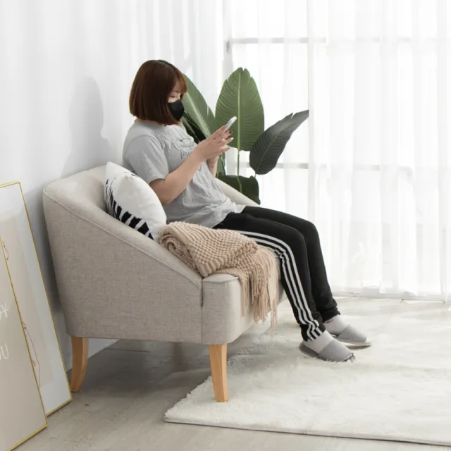 【IDEA】緹娜弧形亞麻雙人沙發椅/布沙發/休閒沙發椅(小戶必備)
