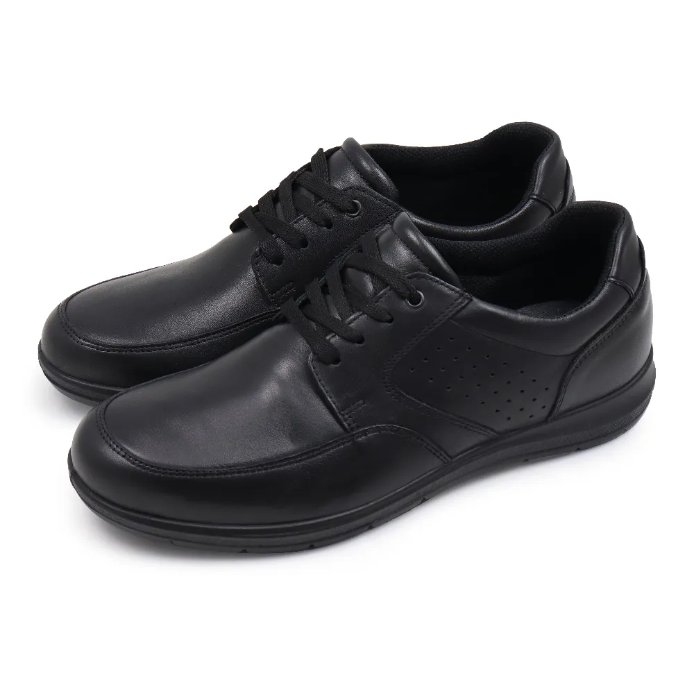 【IMAC】義大利原廠超寬楦輕量皮質透氣休閒鞋 黑色(550900-BL)