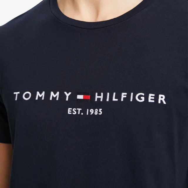 【Tommy Hilfiger】Tommy Hilfiger 男款1985經典針織刺繡LOGO 純棉 圓領 短袖T恤(百搭情侶款)