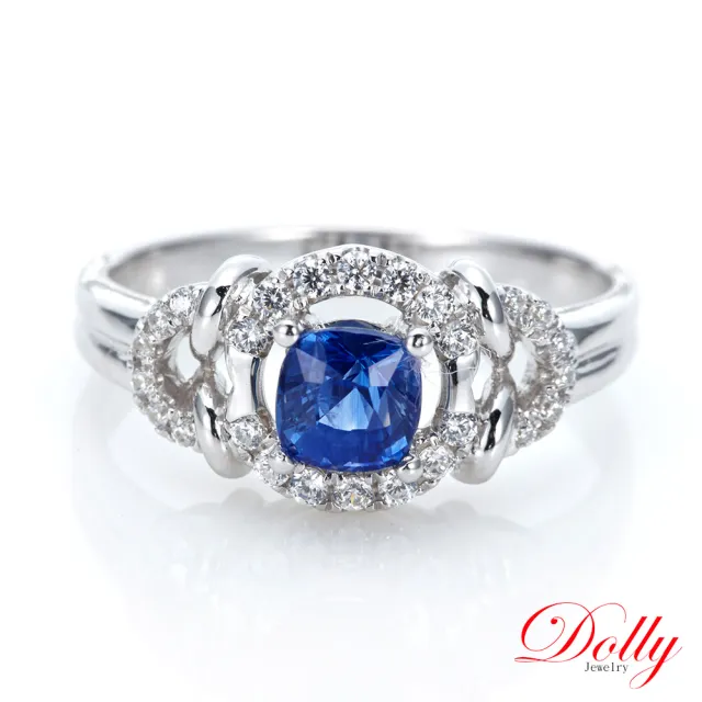 【DOLLY】0.80克拉 無燒斯里蘭卡艷彩矢車菊蘭藍寶石18K金鑽石戒指