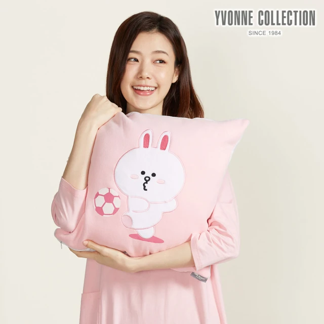 YVONNE 以旺傢飾YVONNE 以旺傢飾 兔兔足球方形抱枕 45x45公分(LINE FRIENDS)