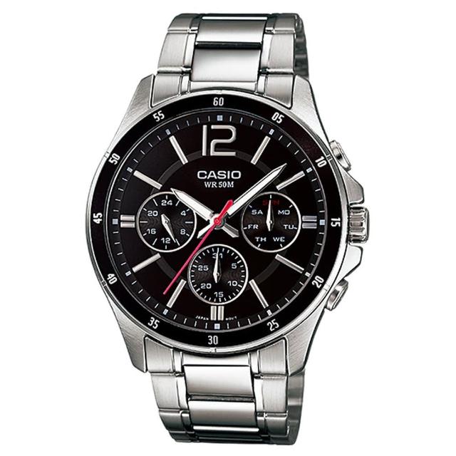 【CASIO 卡西歐】時尚三眼日曆手錶 618 送禮(MTP-1374D-1A/速)