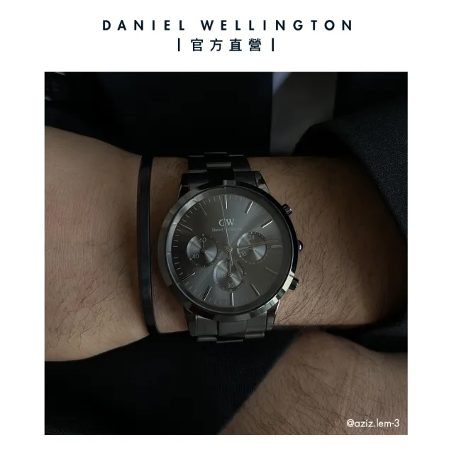 【Daniel Wellington】DW 手錶 Iconic Chronograph 42ｍｍ太空灰三眼精鋼錶灰錶盤(DW00100643)