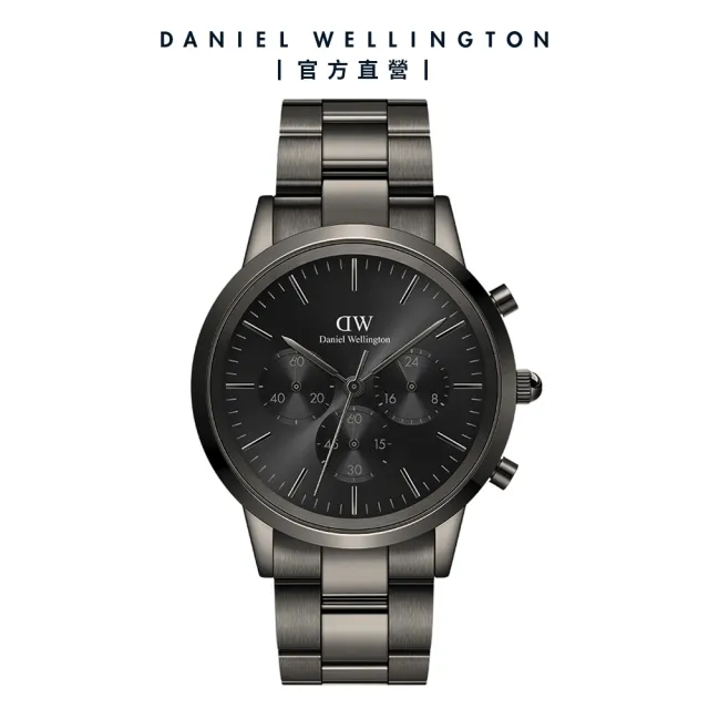 【Daniel Wellington】DW 手錶 Iconic Chronograph 42ｍｍ太空灰三眼精鋼錶灰錶盤(DW00100643)