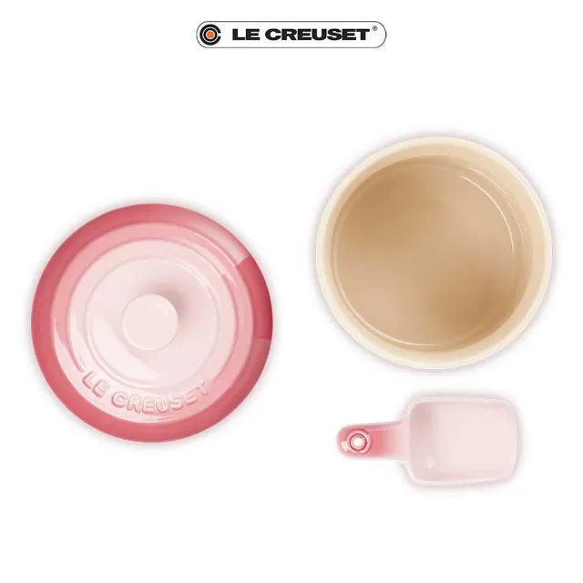 【Le Creuset】瓷器寵物飼料罐 附匙(櫻花粉)