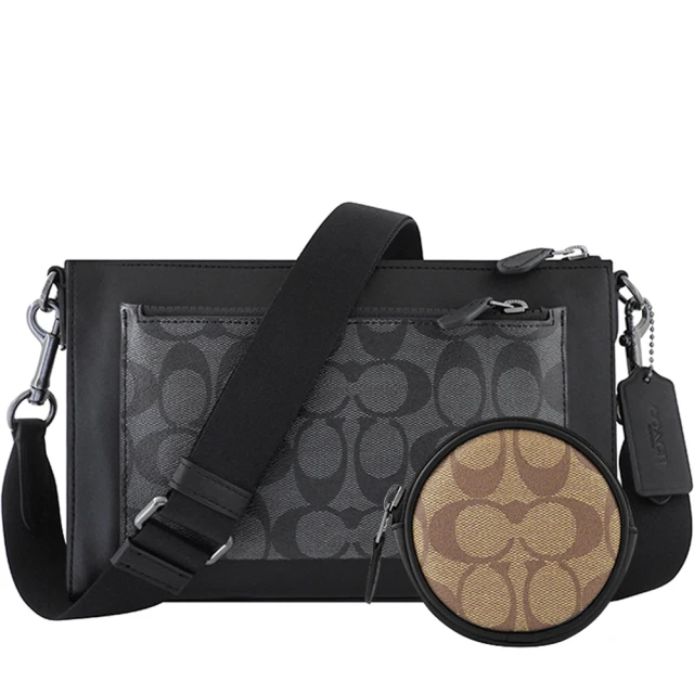 COACH COACH LOGO純棉白字圓領短袖T恤(女款/