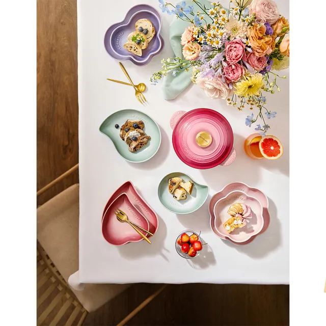 【Le Creuset】瓷器繁花系列花型盤16cm(貝殼粉)