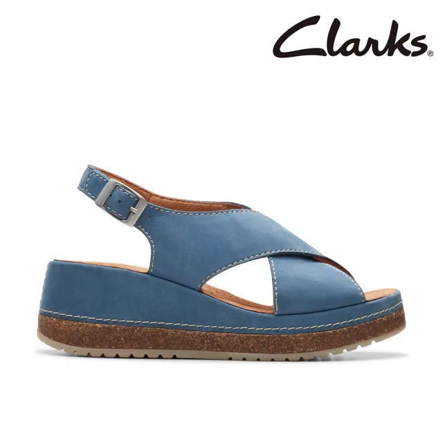 【Clarks】女鞋 Kassanda Step 寬帶交叉繞踝方釦厚底涼鞋(CLF77300S)
