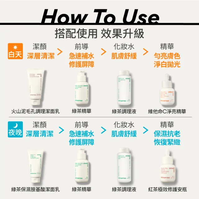 【INNISFREE】綠茶+紅茶 雙茶保濕抗老組(補水神器+抗老安瓶)