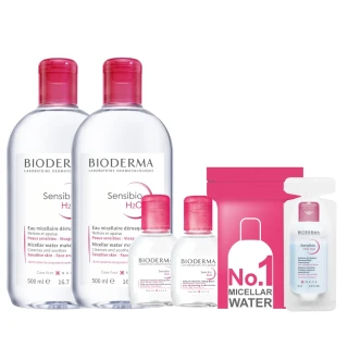 【BIODERMA 貝膚黛瑪 官方直營】潔顏養膚分享組500mlx2+100mlx2(舒敏/保濕/平衡)