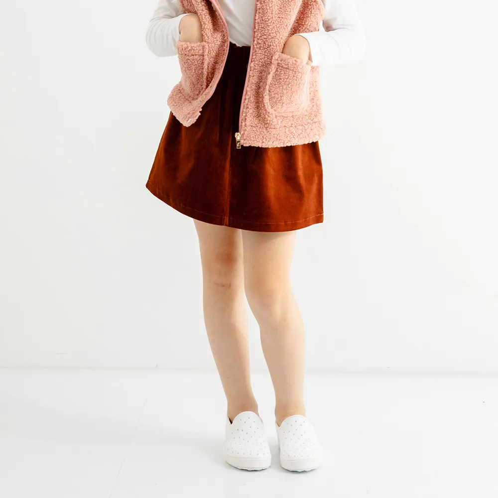 【Hang Ten】女童-燈芯絨花苞短裙(深棕)
