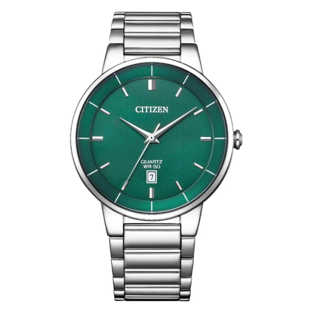 【CITIZEN 星辰】GENTS系列  時尚簡約 大三針手錶 -綠面40mm(BI5120-51X)