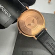 【EMPORIO ARMANI】ARMANI阿曼尼女錶型號AR00065(貝母錶面玫瑰金錶殼深黑色真皮皮革錶帶款)