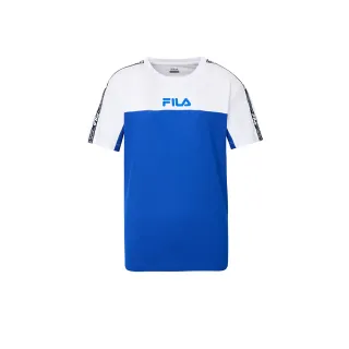 【FILA官方直營】男抗UV吸濕排汗短袖T恤-寶藍(1TEY-5300-AB)