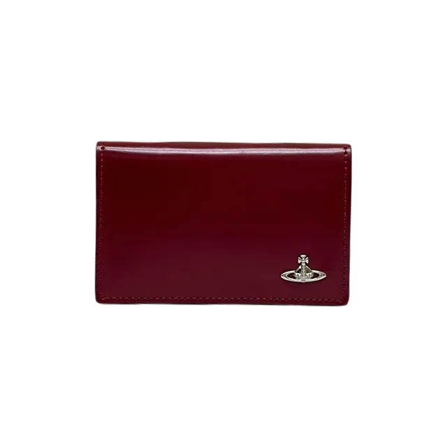 【Vivienne Westwood】品牌LOGO 皮革雙摺卡夾(紅色/棕色)