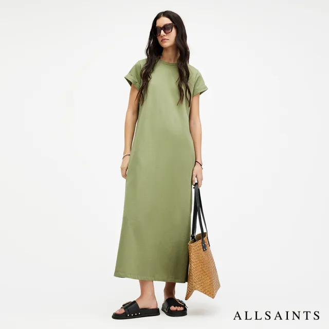 【ALLSAINTS】獨特修身細肩碎花印花中長版洋裝(修身版型)