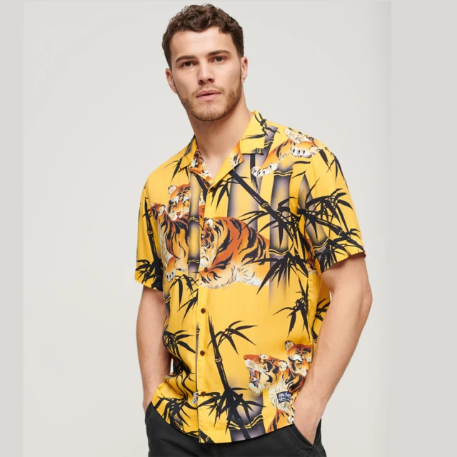 Superdry 男裝 短袖襯衫 質感花襯衫 Hawaiian Resort(黃)