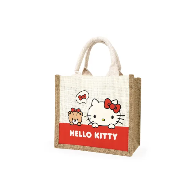 【Kiiwi O！官方直營】Hello Kitty 凱蒂貓聯名款．棉麻隨行袋 多色選(凱蒂貓/棉麻提袋/購物袋/耐用/環保)