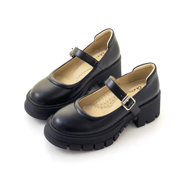 【amai】百搭優雅英倫學院風粗跟瑪麗珍鞋 瑪莉珍鞋 娃娃鞋 粗跟 厚底 時尚 可愛 大尺碼 G318BK(黑色)
