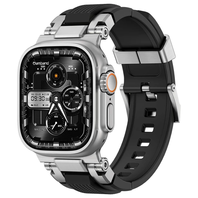 AmbandAmband Apple Watch 智能錶帶 ☆ M1 SPORT TPU 銀黑錶帶(49mm - Apple Watch Ultra 2 / 1)