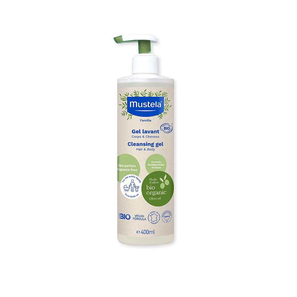 【Mustela 慕之恬廊】有機好橄雙潔露400ml(無香 寶寶/成人/孕婦 洗髮精 沐浴乳 歐盟ECOCERT+法國BIO認證)