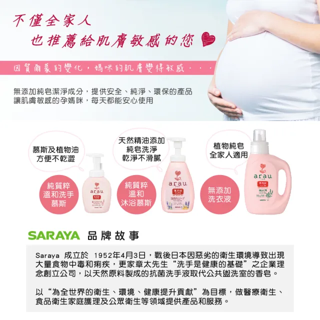 【SARAYA】arau.愛樂寶 溫和洗手慕斯補充包超值組500ml*5入(洗手泡泡)