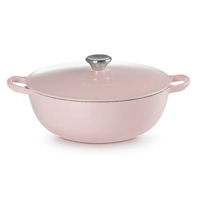 【Le Creuset】琺瑯鑄鐵鍋媽咪鍋28cm(雪紡粉/溫桲黃 2色選1)