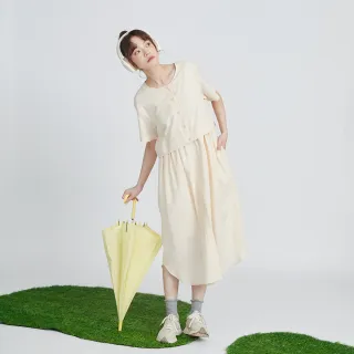 【gozo】肌理紋假兩件開襟長洋裝(兩色)