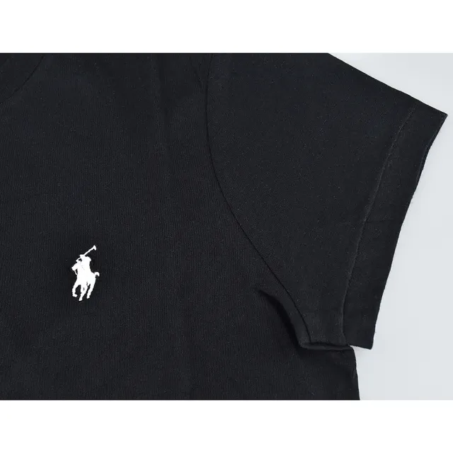 【RALPH LAUREN】POLO RALPH LAUREN刺繡字小戰馬LOGO短袖純棉圓領T恤(女款/黑)