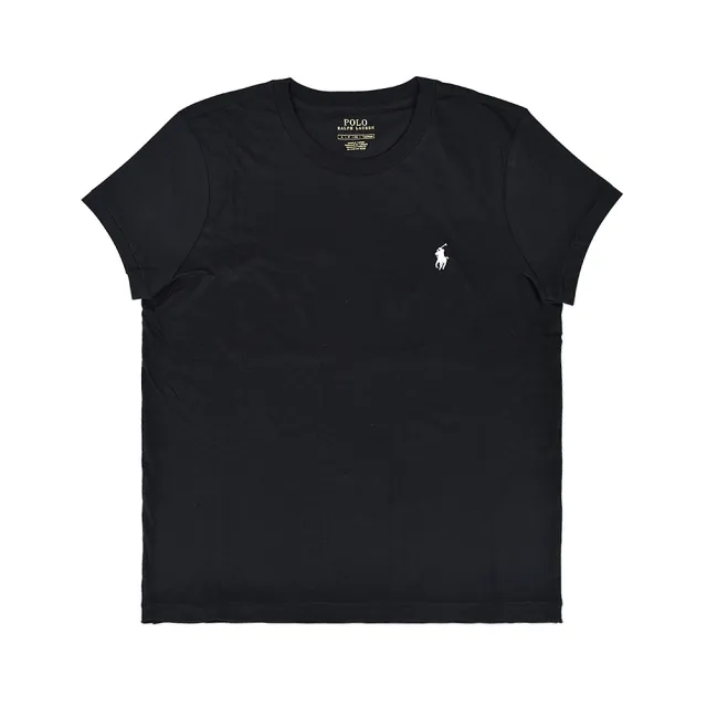 【RALPH LAUREN】POLO RALPH LAUREN刺繡字小戰馬LOGO短袖純棉圓領T恤(女款/黑)