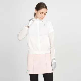 【Munsingwear】企鵝牌 女款白色可拆帽領抽褶薄外套  MLTL6601