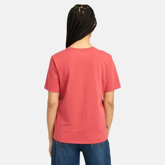 【Timberland】女款玫瑰紅LOGO休閒短袖T恤(A6AZPEFT)